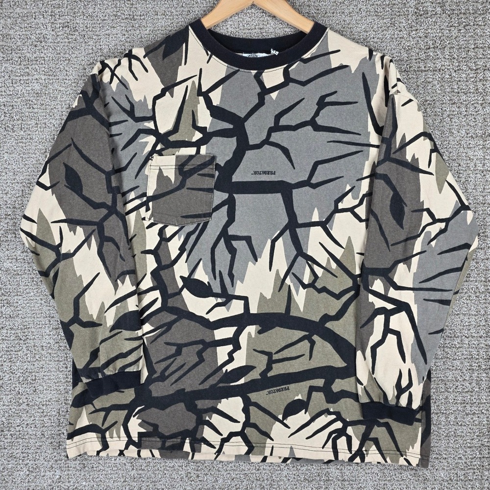 Predator Camouflage Mens XL Long Sleeve Pocket T-Shirt Gray Fall Camo USA‎